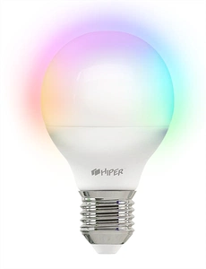  HIPER Smart LED bulb IoT LED A1 RGB/Умная LED лампочка/Wi-Fi/Е27/Globe G45/Регулируемая яркость и цвет/6Вт/2700К-6500К/520 лм/IoT LED A1