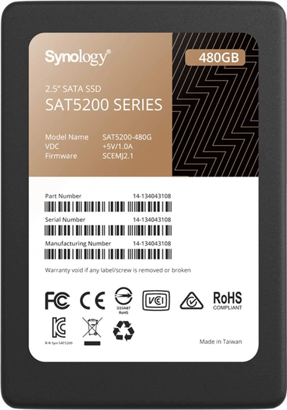 Жесткий диск Synology SSD SAT5200 Series SATA 2,5" 480Gb, R530/W500Mb/s, IOPS 95K/55K, MTBF 1,5M