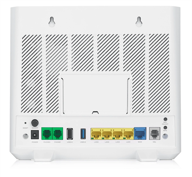  Wi-Fi роутер VDSL2/ADSL2+ Zyxel VMG8825-T50K, 2xWAN (RJ-45 GE и RJ-11), Annex A, profile 35b, MU-MIMO, 802.11a/b/g/n/ac (2,4 + 5 ГГц) до 450+1700 Мбит/с, 4xLAN GE, 2xFXS, 1xUSB2.0, 1xUSB3.0 (поддержка