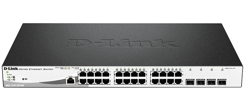 Коммутатор D-Link DGS-1210-28P/ME/A1A, Managed Gigabit Switch with 24 10/100/1000Base-T PoE + 4 SFP Ports