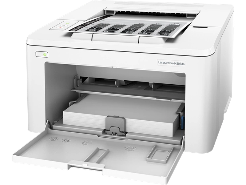 Принтер HP LaserJet Pro M203dn (A4, 1200dpi, 28ppm, 256MB, 2 trays 250+10, USB/Eth, Cartridge 1000 pages in box, 1 warr, repl.CF455A) (существенное повреждение коробки)