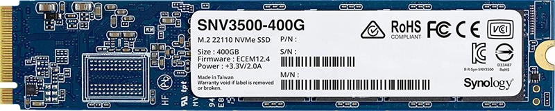 Жесткий диск Synology SSD SNV3000 Series PCIe 3.0 x4 ,M.2 22110, 400GB, R3100/W550 Mb/s, IOPS 205K/40K, MTBF 1,8M