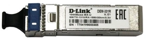 Модуль D-Link 331R/40KM/A1A, WDM SFP Transceiver with 1 1000Base-BX-U port.Up to 40km, single-mode Fiber, Simplex LC connector, Transmitting and Receiving wavelength: TX-1310nm, RX-1550nm, 3.3V power.