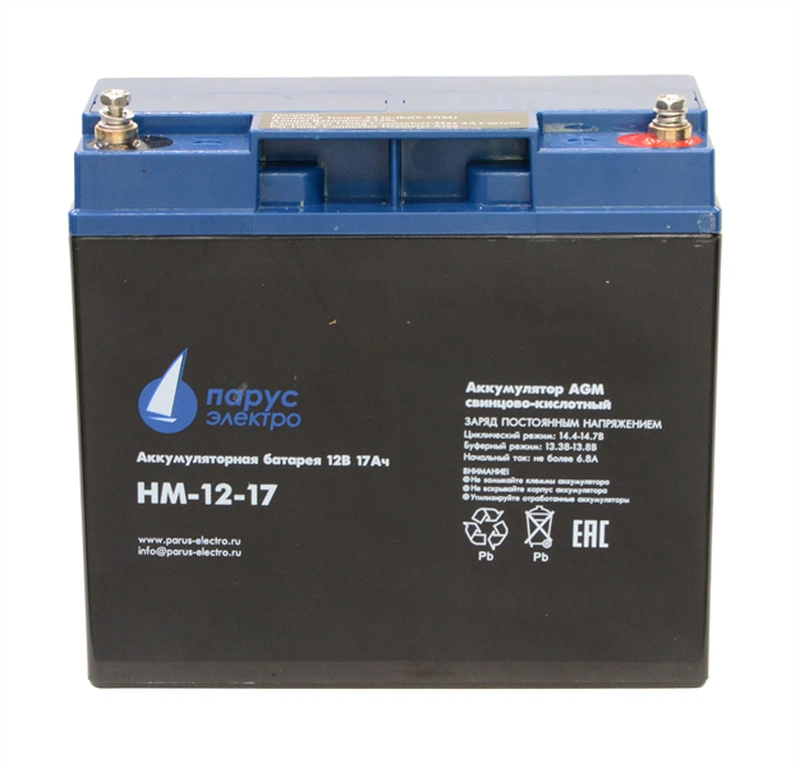  Парус-электро Аккумуляторная батарея для ИБП  HM-12-17 (AGM/12В/17,0Ач/,болт M5)