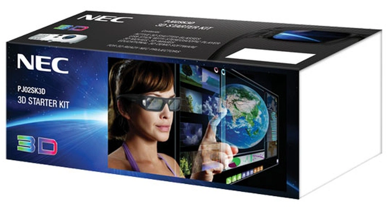 Дополнительные опции для проектора NEC 3D Starter Kit: стерео-комплект для проекторов NEC, вкл. DLP-Link 3D стереоочки, 3D demo soft, content.