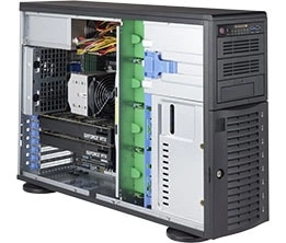 Шасси серверное Supermicro SuperWorkstation 4U Tower 5049A-T noCPU(1)2rd Gen Xeon Scalable/TDP 205W/no DIMM(12)/ SATARAID HDD(8)LFF/2xM.2 NVMe 7xFH/1x10GbE 1x1GbE/1x1200W