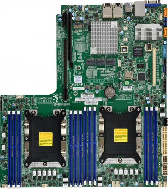 Материнская плата Supermicro Motherboard 2xCPU X11DDW-NT Xeon Scalable TDP 205W/ 12xDIMM/ 14xSATA/ C622 RAID 0/1/5/10/ 2x10GbE/ 1xPCI-Ex32 LR Slot,1xPCI-Ex16 RL Slot,1xAOM/ M.2 PCI-E 3.0 x4(WIO)
