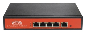  Wi-Tek Неуправляемый коммутатор 4 PoE порта 1000Base-T + 1 1000Base-TPoE IEEE 802.3at/af до 30Вт на портрежим VLAN на основе портавнутренний блок питания 65Вт
