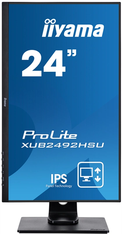 Монитор 23,8" Iiyama ProLite XUB2492HSU-B1 1920x1080 IPS LED 16:9 4ms VGA HDMI DP 2*USB2.0 5M:1 1000:1 178/178 250cd HAS Pivot Tilt Swivel Speakers Black