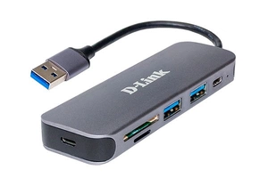 Концентратор usb D-Link DUB-1325/A1A, 2-port USB 3.0, USB Type-C port, SD and microSD card slots Hub.2 downstream USB type A (female) ports, 1 downstream USB type C (female) port, 1 upstream USB type A (male), 1 SD