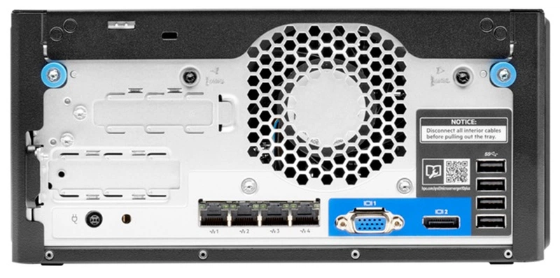 Сервер ProLiant MicroServer G10+ E-2224 NHP UMTower/Xeon4C 3.4GHz(8MB)/1x16Gb2Rx8 PC4-2666E/S100i(ZM/RAID 0/1/10/5)/noHDD(4)LFF/1xPCI3.0/noDVD/iLO(no port)/4x1GbEthEmb/180W(NHP)