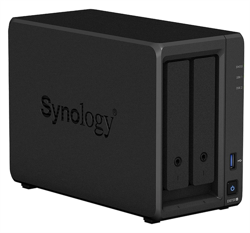 Система хранения данных 'Synology QC2,0GhzCPU/2GB(upto6)/RAID0,1,10,5,6/up to 2HDDs SATA(3,5' or 2,5')(upto 7 with DX517)/2xUSB3.0/2GigEth/iSCSI/2xIPcam(up to40)/1xPS/3YW (repl DS718+)'