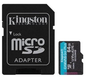 Носитель информации Kingston Micro Secure Digital Flash Card 64GB microSDXC Canvas Go Plus 170R A2 U3 V30 Card + ADP