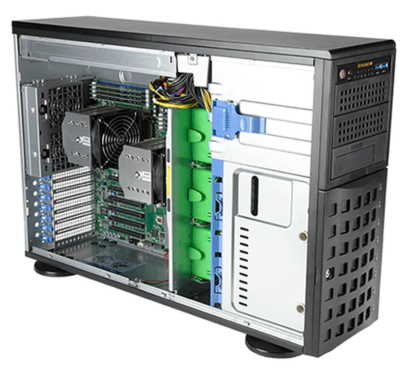 Шасси серверное Supermicro SuperWorkstation 4U Tower 740A-T no CPU(2)3rd Gen Xeon Scalable/TDP 270W/ no DIMM(16)/SATARAID HDD(8)LFF/3x5,25/2x1GbE/6xFHHL,M2/1200W