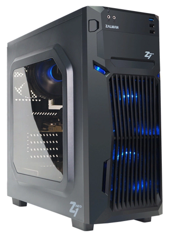  ZALMAN Z1 NEO, ATX, BLACK, WINDOW, 2x5.25", 4x3.5", 5x2.5", 2xUSB2.0, 1xUSB3.0, FRONT 2x120mm, REAR 1x120mm (существенное повреждение коробки)