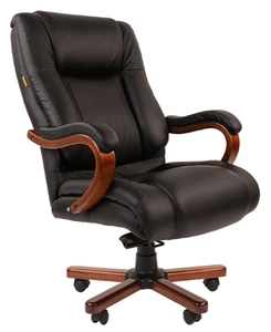  Офисное кресло Chairman   503 Россия кожа, черн.