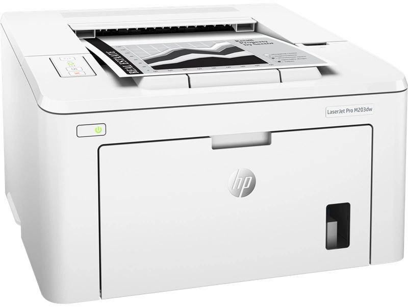 Принтер HP LaserJet Pro M203dw (A4, 1200dpi, 28ppm, 256MB, 2 trays 250+10, USB/Eth, WiFi, ePrint, AirPrint, Cartridge 1000 pages in box, 1 warr, repl.CF456A) (незначительное повреждение коробки)