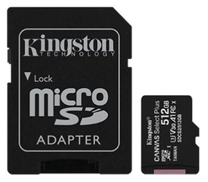 Носитель информации Kingston Micro Secure Digital Flash Card 512GB microSDXC Canvas Select Plus 100R A1 C10 Card + ADP