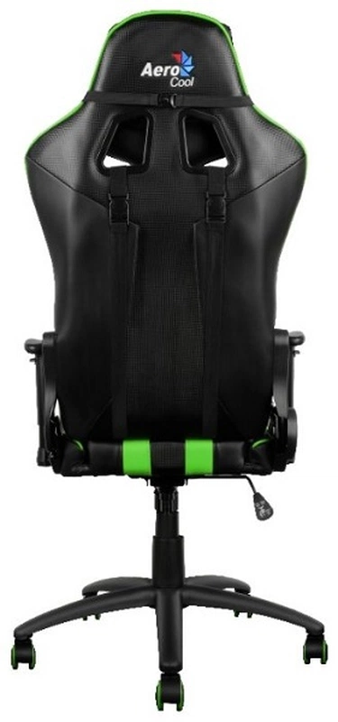  Кресло для геймера Aerocool AC120 AIR-BG, черно-зеленое, с перфорацией, до 150 кг, размер 70х55х124/132 см