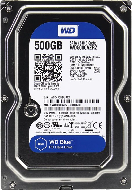 Жесткий диск Western Digital HDD SATA-III    500Gb Blue WD5000AZRZ, 5400rpm, 64MB  buffer