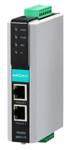  1-портовый преобразователь Modbus RTU/ASCII (1 x RS-232/422/485) в Modbus TCP (2 x Ethernet, 1 IP-адрес), монтаж на DIN-рейку