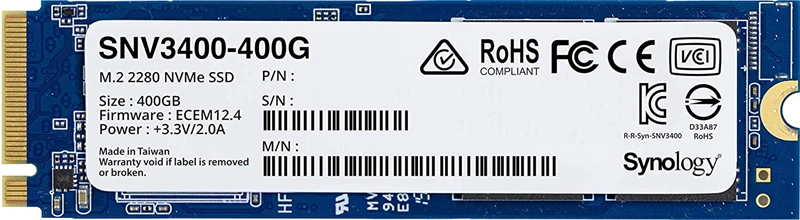 Жесткий диск Synology SSD SNV3000 Series PCIe 3.0 x4 ,M.2 2280, 400GB, R3100/W550 Mb/s, IOPS 205K/40K, MTBF 1,8M