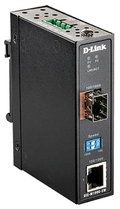Промышленный медиаконвертер D-Link DIS-M100G-SW/A1A, DIN-Rail unmanaged industrial media converter with 1100/1000Base-T port and 11000Base-X SFP port.