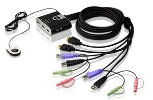 Переключатель электронный ATEN 2-Port USB HDMI/Audio Cable KVM Switch with Remote Port Selector